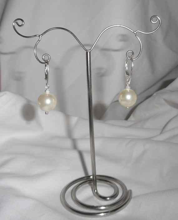 Boucles d'oreilles en perles de culture  sur dormeuses en argent 925