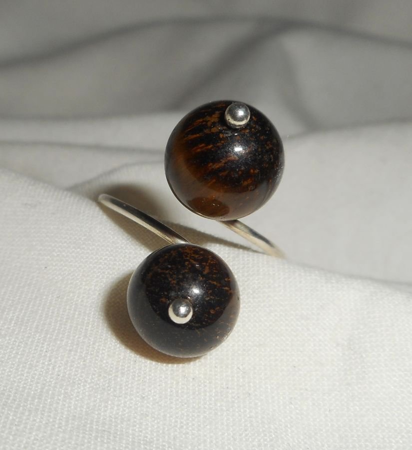 Original 925 sølv ring med brune tiger eye sten