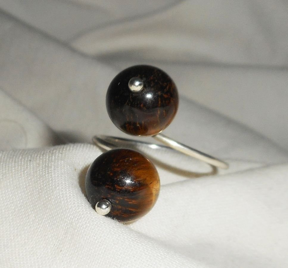 Original 925 sølv ring med brune tiger eye sten