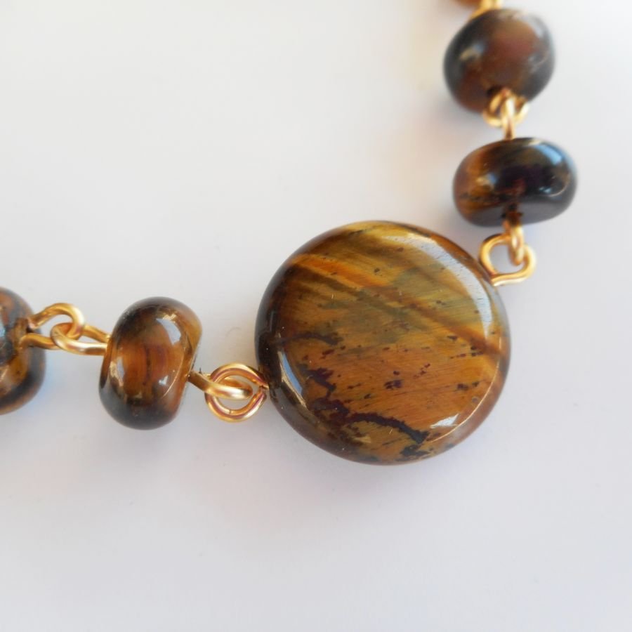 Tiger eye og rustfrit stål armbånd