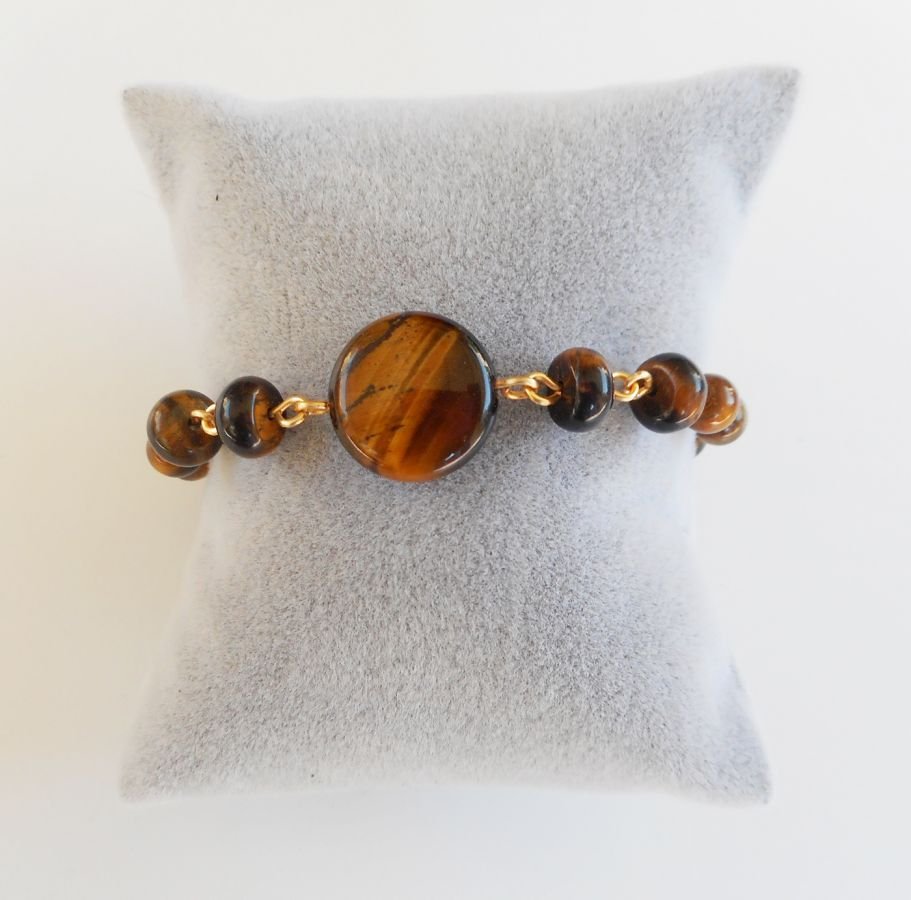 Tiger eye og rustfrit stål armbånd