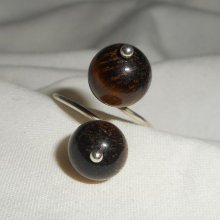 Original 925 sølv ring med brune tiger eye sten