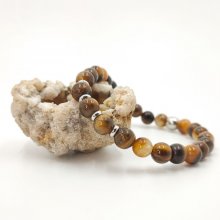 Tiger eye og rustfrit stål armbånd til mænd