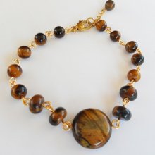 Tiger eye og rustfrit stål armbånd